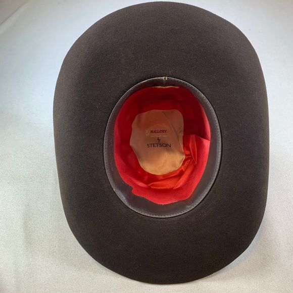 Vintage Stetson Mallory Western Cowboy Hat Dark Brown Pure Wool Men's Unisex M - Picture 8 of 11